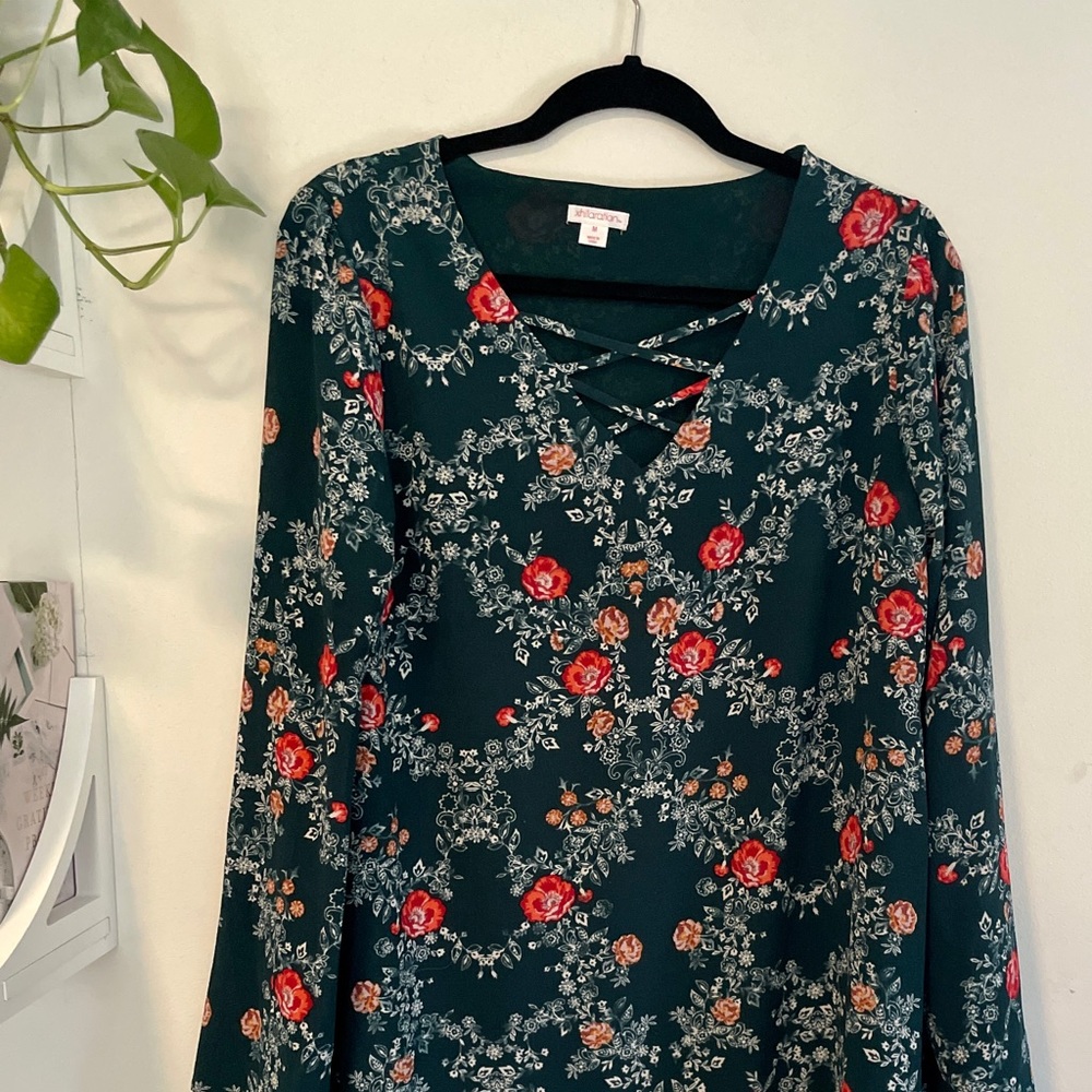 Xhilaration Green Floral Dress